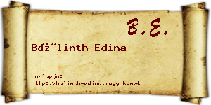 Bálinth Edina névjegykártya